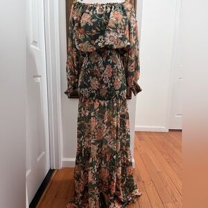 Flying Tomato Multicolored Ruffled Tiered Off-Shoulder Maxi Dress size M